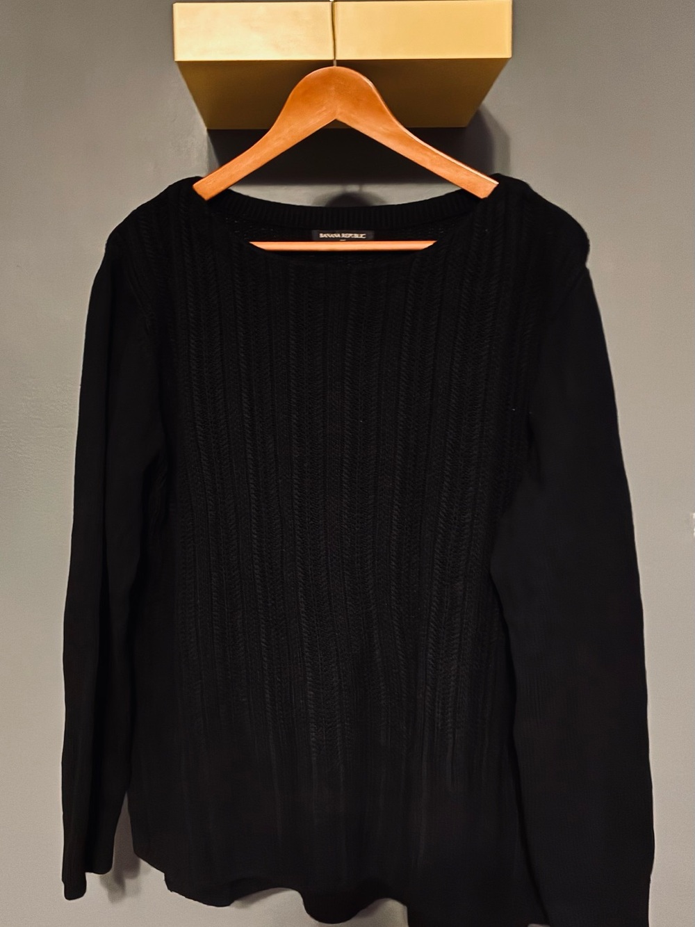 Banana Republic Black Ribbed Boatneck Sweater